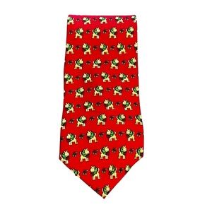The Cotswold Collection Red Silk Christmas The Terrier Dog Novelty Print 4”